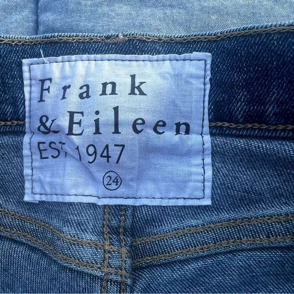 Frank and Eileen Cork Everyday Blue Denim Jeans Straight Crop Raw Hem size 24